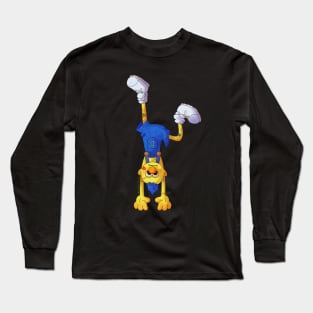 Yellow Guy Hanging Upside Down Long Sleeve T-Shirt